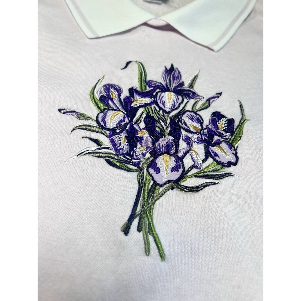 Vintage 90's Cottagecore Adrian Delafield Top Stitch Embroidered Sweatshirt - Picture 2 of 10